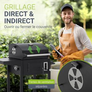 Barbecue à Charbon Compact Dakota avec Couvercle, Thermomètre et Housse