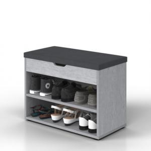 BANC avec espace de rangement pour chaussures, gris béton