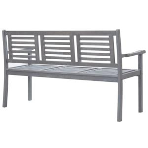 Banc de jardin en bois massif eucalyptus gris, 3 personnes