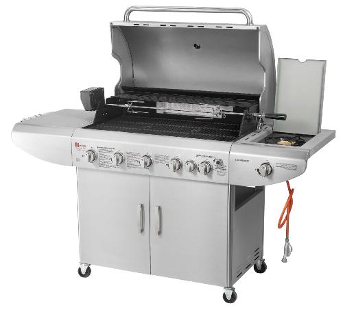 BARBECUE de luxe INOX, 7 brûleurs, complet avec accessoires
