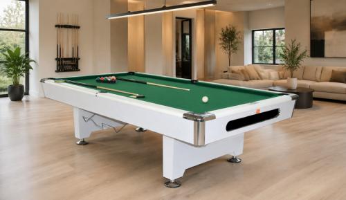 TABLE de BILLARD PROFESSIONNEL 8 FT en bois massif blanc avec plateau ardoise – modèle HERMES