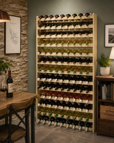 CASIER A VIN en pin massif pour 135 bouteilles, naturel