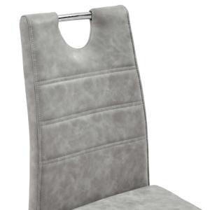 CHAISES salle à manger, similicuir gris clair, lot de 6