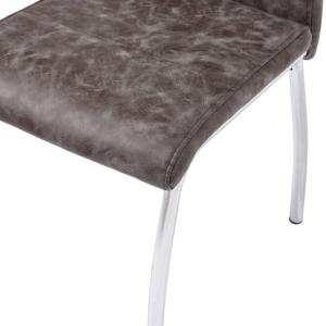 CHAISES salle à manger, similicuir marron, lot de 4