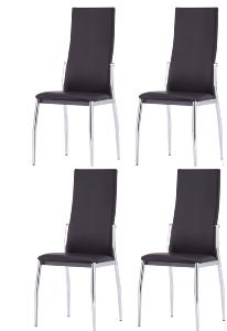 CHAISES salle à manger, similicuir marron foncé, lot de 4
