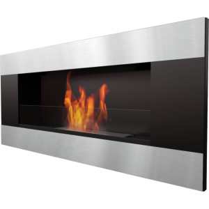 CHEMINEE éthanol luxe AVALON, inox et noir 90 cm