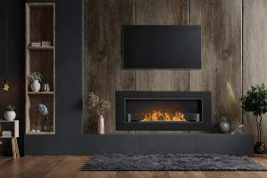 CHEMINEE ETHANOL inox, 130 cm, NOIR, modèle MICHIGAN