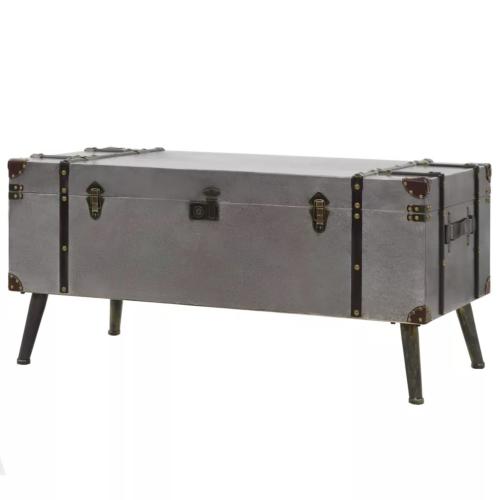 COFFRE, table basse, habillage aluminium, style vintage