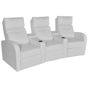 FAUTEUIL 3 places, inclinables, luxe en cuir textile, blanc