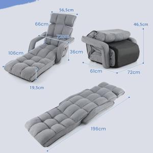 Chaise Longue Pliable Multi-Positions SOLENA – Fauteuil Inclinable Confort