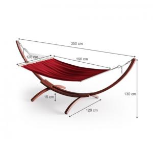 HAMAC de JARDIN en bois, 350 cm, toile bordeaux
