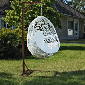 HAMAC de jardin suspendu, support métal, coussins Blanc