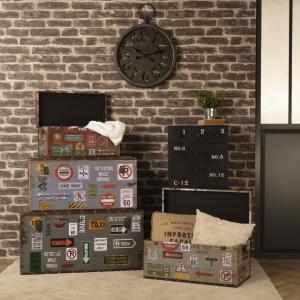 Coffres de rangement bois vintage, 4 modules
