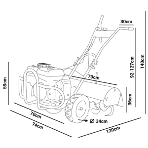 MOTOCULTEUR type Pro, 7 Cv, largeur travail 70 cm