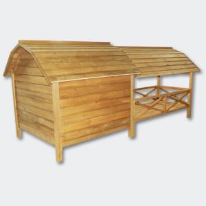 NICHE XXL pour chien, avec terrasse, en bois