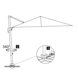 PARASOL déporté géant ,en aluminium, 400 x 300 cm, 7 coloris