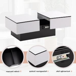 TABLE basse, 100 cm, extensible, blanc/noir avec rangement